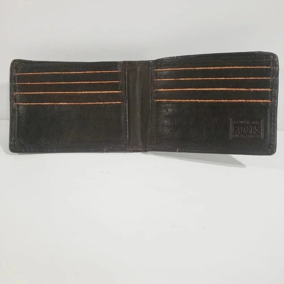 Roots Dark Brown Small Trifold Mens Leather  Wallet. - Picture 5 of 8
